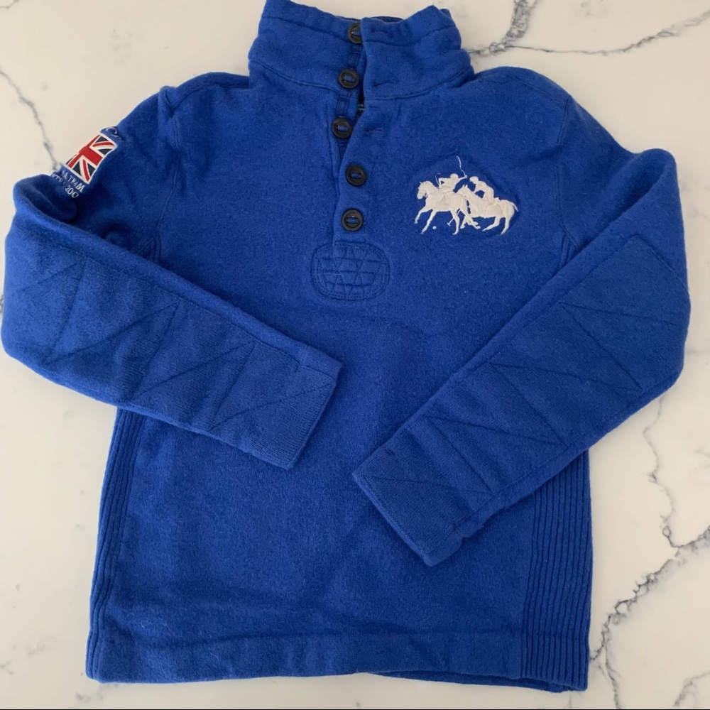 Polo by Ralph Lauren Opened with 5 Buttons Straight Collar trimmed Sweater Shirt